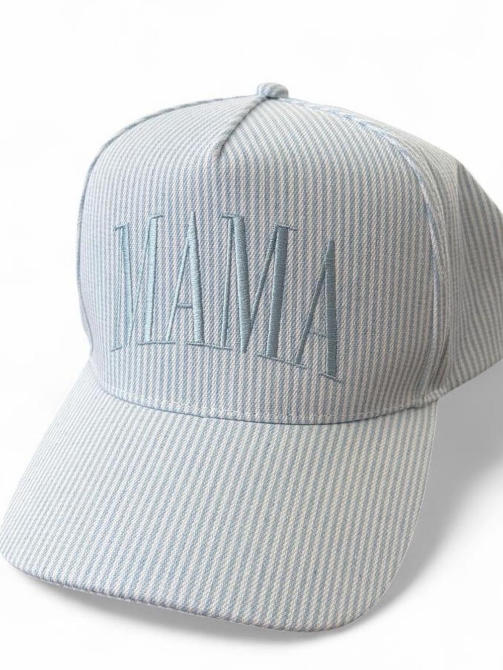 MAMA Embroidered Cap - Light Blue Stripe